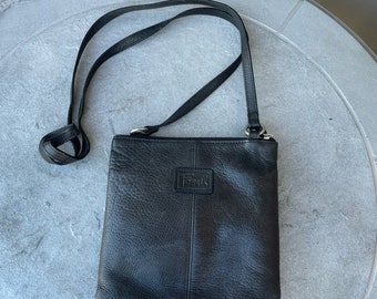 Fossil Genuine Leather Black Crossbody Bag