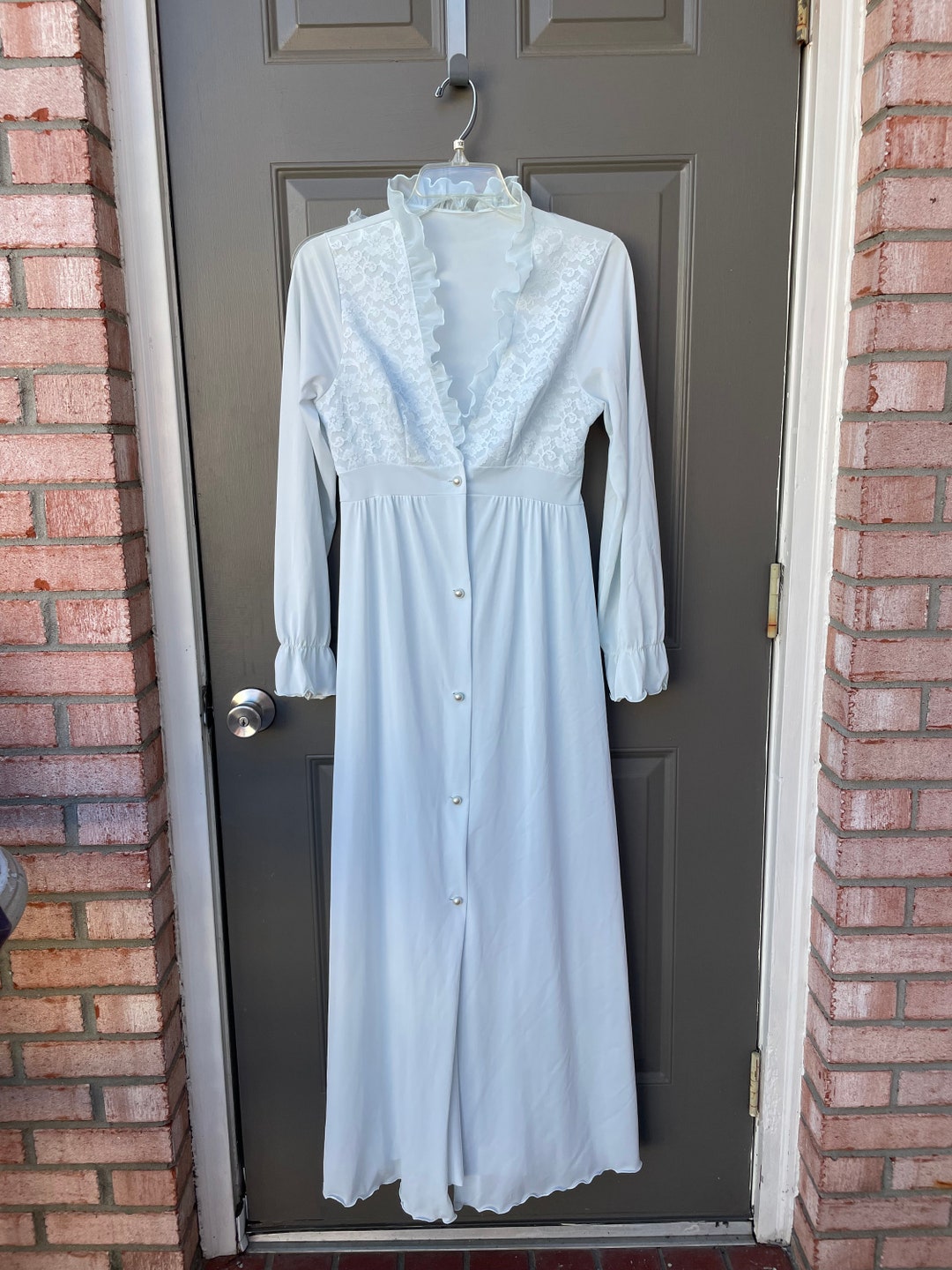 Vintage Stunning Lace Ruffle Robe & Gown Set Seagull Blue Size S - Etsy