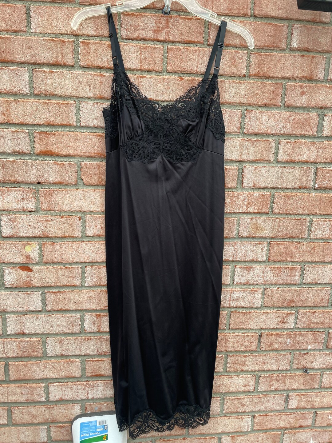 Vintage Black Lace Trim Full Slip Size 32 Tall Fits Small to Medium Etsy
