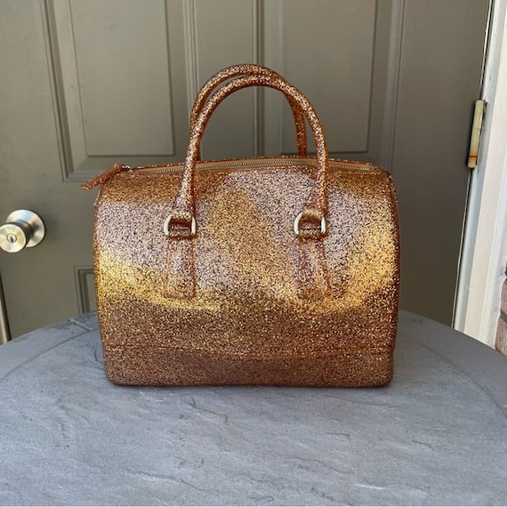 Vintage Furla Candy Jelly Copper Glitter Satchel Duffle Bag Etsy Australia