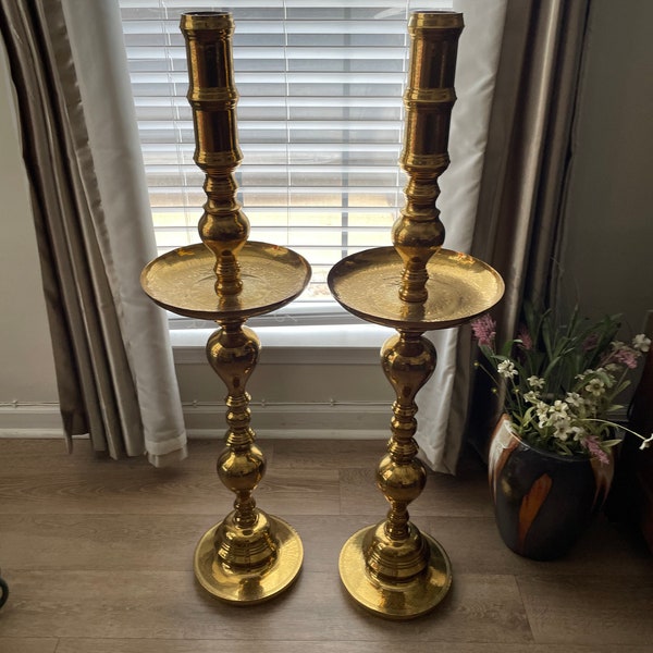 Nice Pair of Moroccan Brass Altar Candle Holders