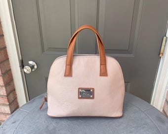 Valentina Italia Dull Pink Beige Domed Genuine Leather Tote Bag