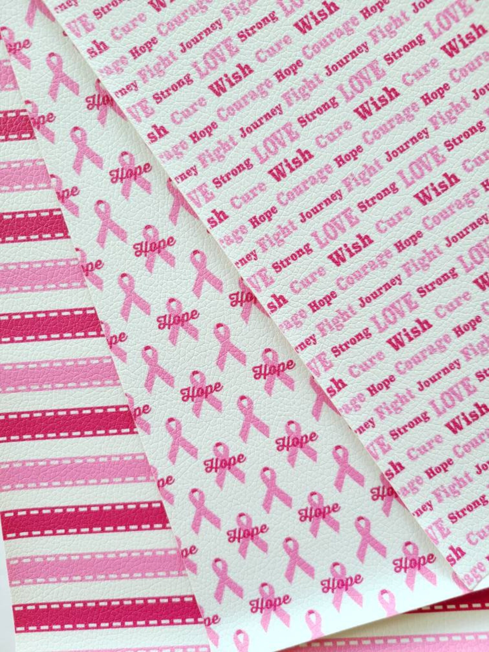 Breast Cancer Faux Leather Sheet in Ribbons Stripes in 0.7mm Etsy