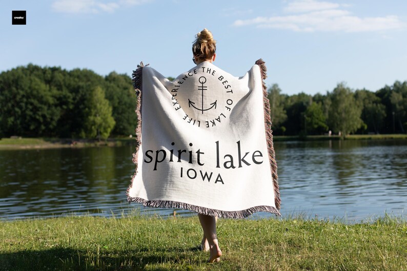 Spirit Lake Iowa Blanket for Home Decor for Iowa Great Lakes Gift for