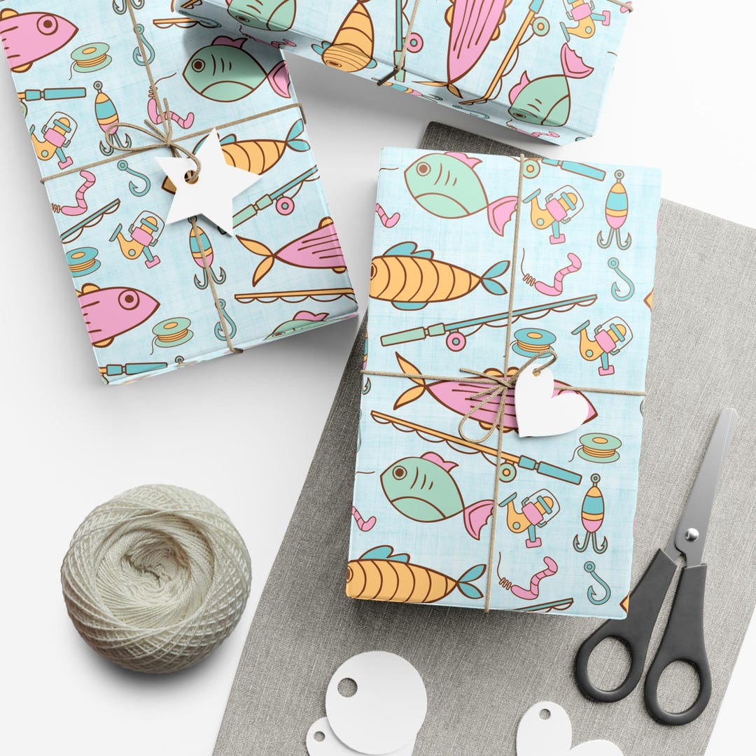Fish Wrapping Paper Roll for Fishing Gift Wrap for Fisherman Wrapping ...
