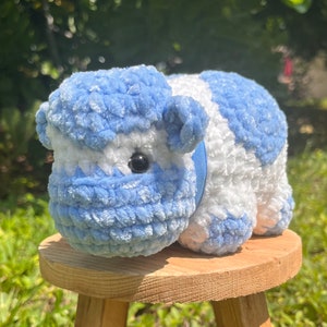 Blueberry Cow Plushie - Velvet Handmade Crochet Amigurumi - Blue Cow Plushie - Extra Soft