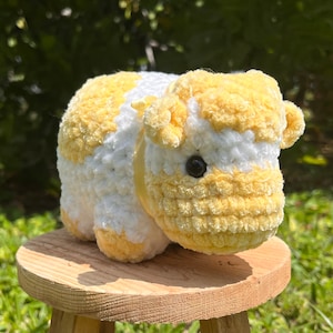 Yellow Cow Plushie - Velvet Handmade Crochet Amigurumi - Banana Cow - Lemon Cow - Extra Soft