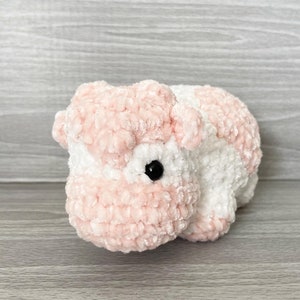 Strawberry Cow Plushie - Velvet Handmade Crochet Amigurumi - Pink Cow Plushie - Extra Soft