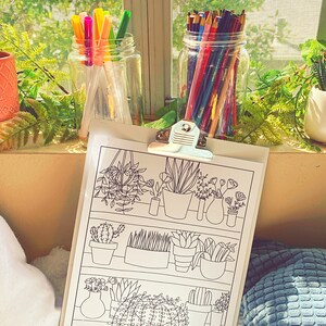 Potted Plants Printable Coloring Page With a Variety of Hand-illustrated Plants - Etsy