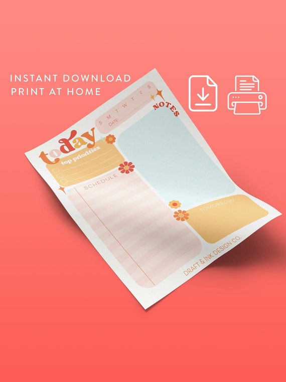 Daily Printable Planner Instant Download and Print at Home | Etsy