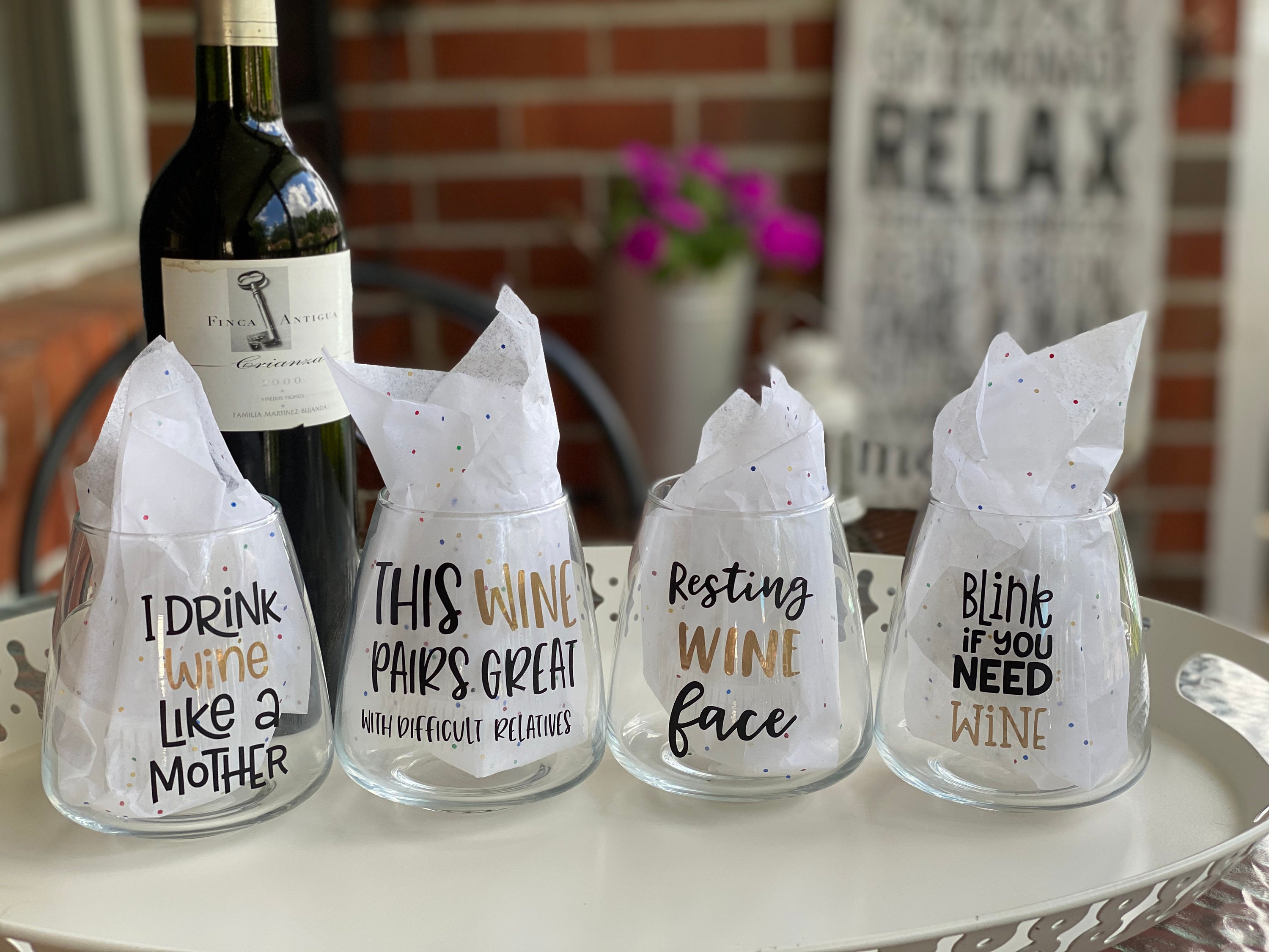 Funny Wine Glasses Cute Wine Glasses Housewarming Gift Etsy