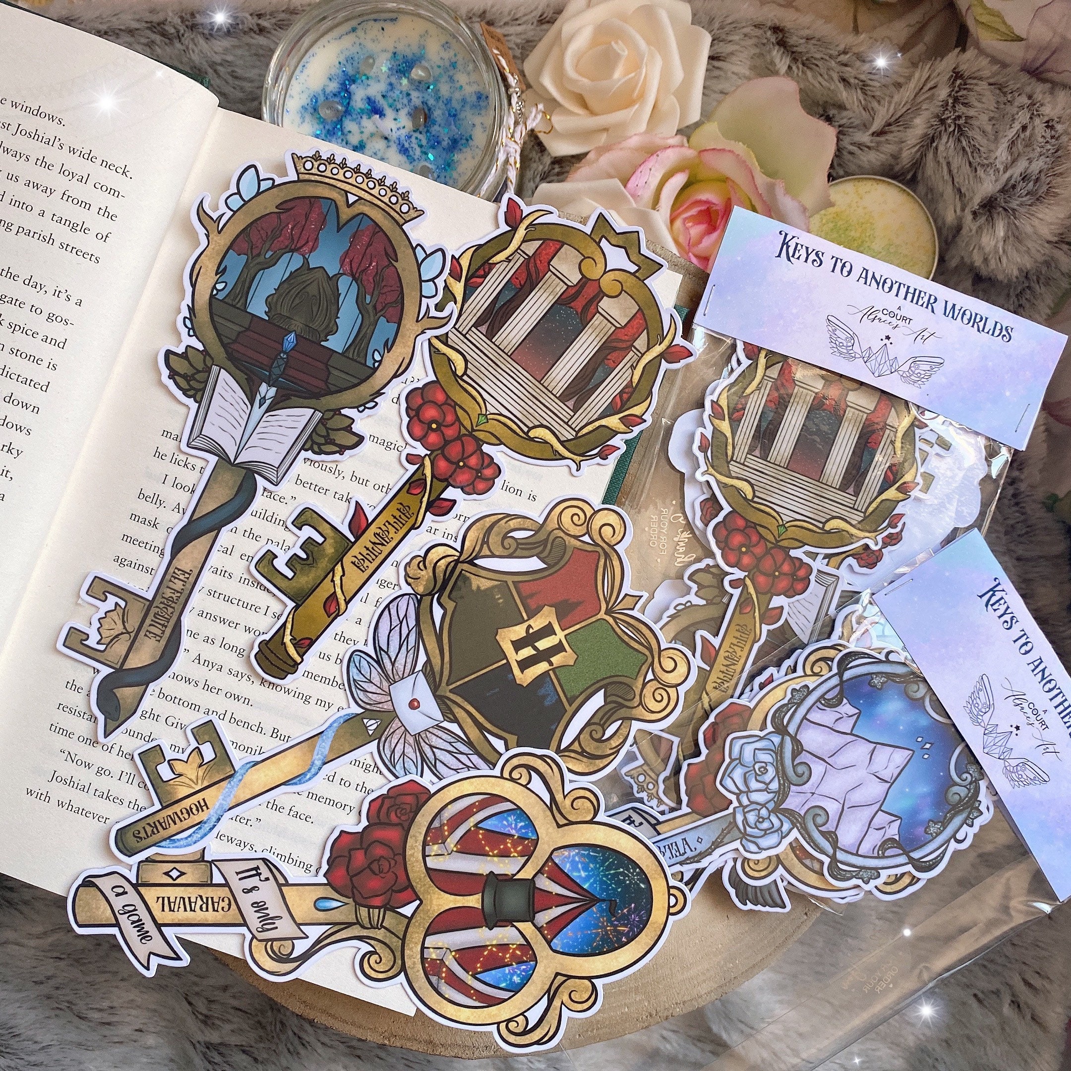 Keys to magical worlds collection: Laminated bookmarks .