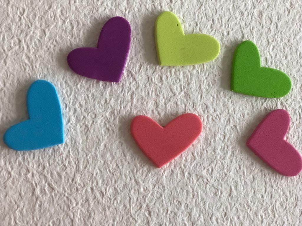 36 (3 packs of 12) red puffy heart stickers prismatic 1.75 Valentine's Day