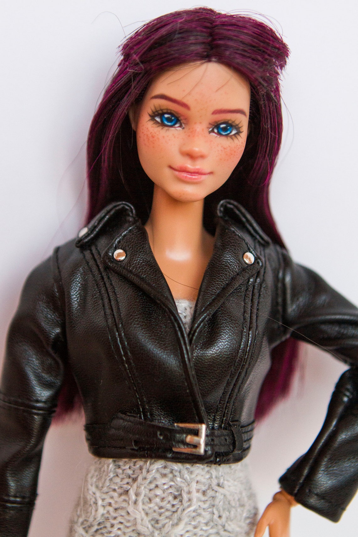Barbie clothes. dress and leather jacket for barbie doll Etsy