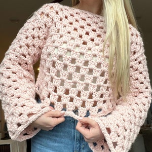 Handmade Cropped Crochet Sweater: Fuzzy Knit