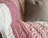 Chunky Crochet Throw Pattern- Pink Skies Chunky Blanket (Instant PDF Download)