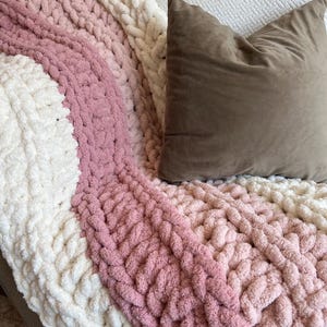 Crochet Pattern- Pink Skies Chunky Crochet Throw Blanket (Instant PDF Download)