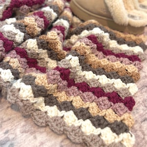 Raspberry Mocha Crochet Throw Blanket Pattern – (Digital Download PDF)
