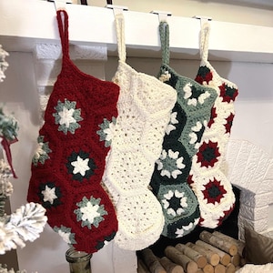 Granny Square Crochet Christmas Stocking Pattern | Vintage Holiday Stocking (Instant PDF Download)