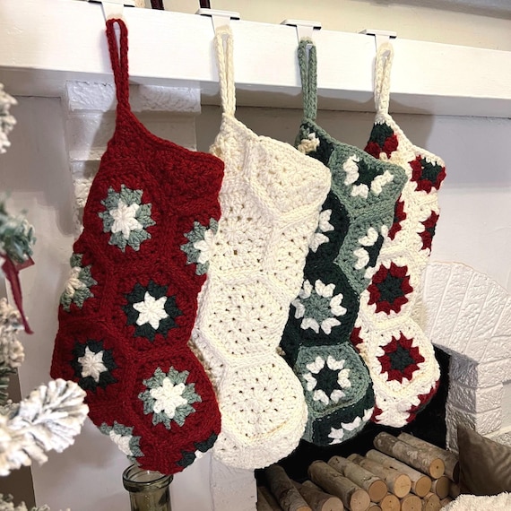Granny Square Crochet Christmas Stocking Pattern | Vintage Holiday Stocking (Instant PDF Download)