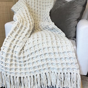 Chunky Waffle Crochet Blanket Pattern –  Beginner Throw Pattern (Digital Download PDF)