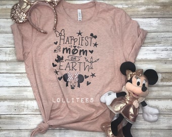 Happiest Mom on Earth, Minnie Mouse, Disney Mom Shirt, Custom Shirt, Mothers Day Shirt, Family, Shirt, Gift