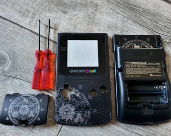 Shell kit for game boy color console black laser engraving