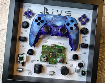 Moldura de exibição do controle do PS5 Shadowbox, jogo retrô, perfeito para jogadores e colecionadores, decoração de parede, arte de fã, sala de jogos