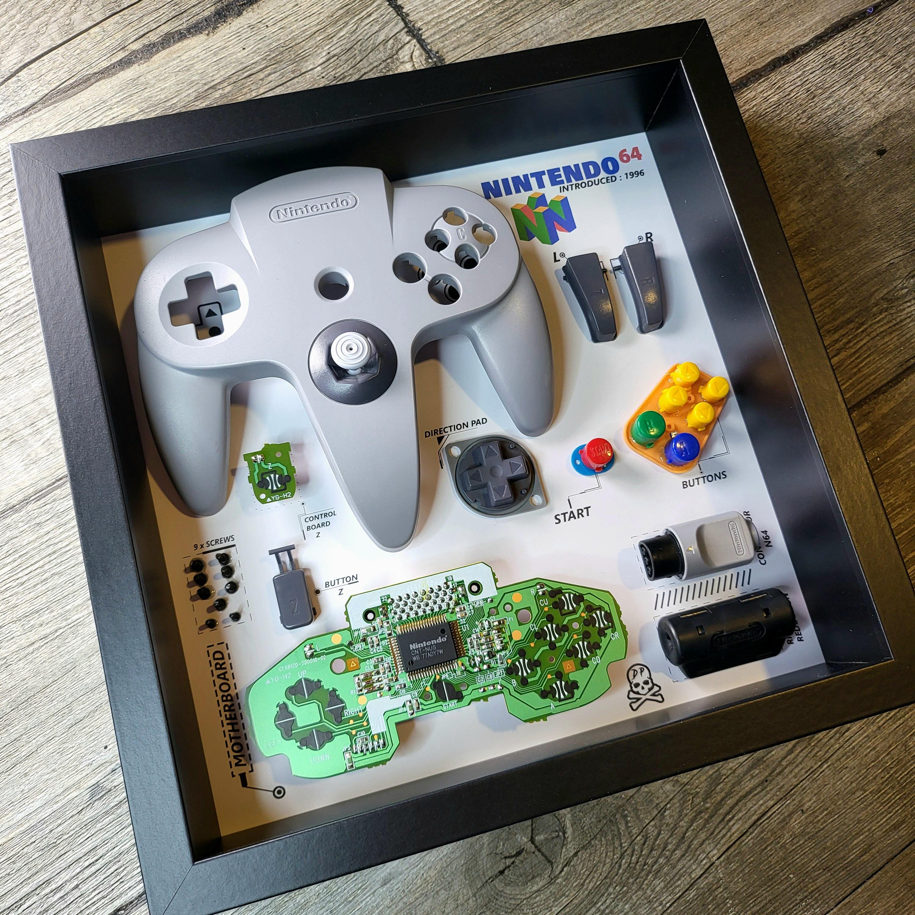 N64 Controller Shadowbox Black Frame Wall Decor Game Room Joystick ...