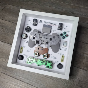 Shadowbox diorama for Ps1 dual controller wall decor game room joystick disassembly decoration gift disassembled shadow box