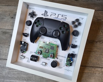 Shadowbox diorama para controle preto ps5 decoração de parede sala de jogos joystick desmontagem decoração presente caixa de sombra desmontada
