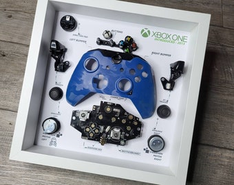 Diorama de caixa de sombra para um controlador azul decoração de parede sala de jogos joystick desmontagem decoração presente caixa de sombra desmontada