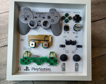 Controle de PS1 para decoração de parede, sala de jogos, joystick desmontado, decoração, presente, caixa de sombra desmontada