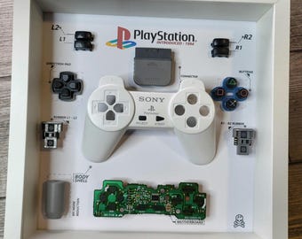 Shadowbox diorama para controle ps1 ps psx edição especial branca decoração de parede sala de jogos joystick desmontagem decoração presente desmontado