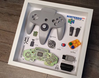 Shadowbox diorama for n64 controller gray wall decor game room