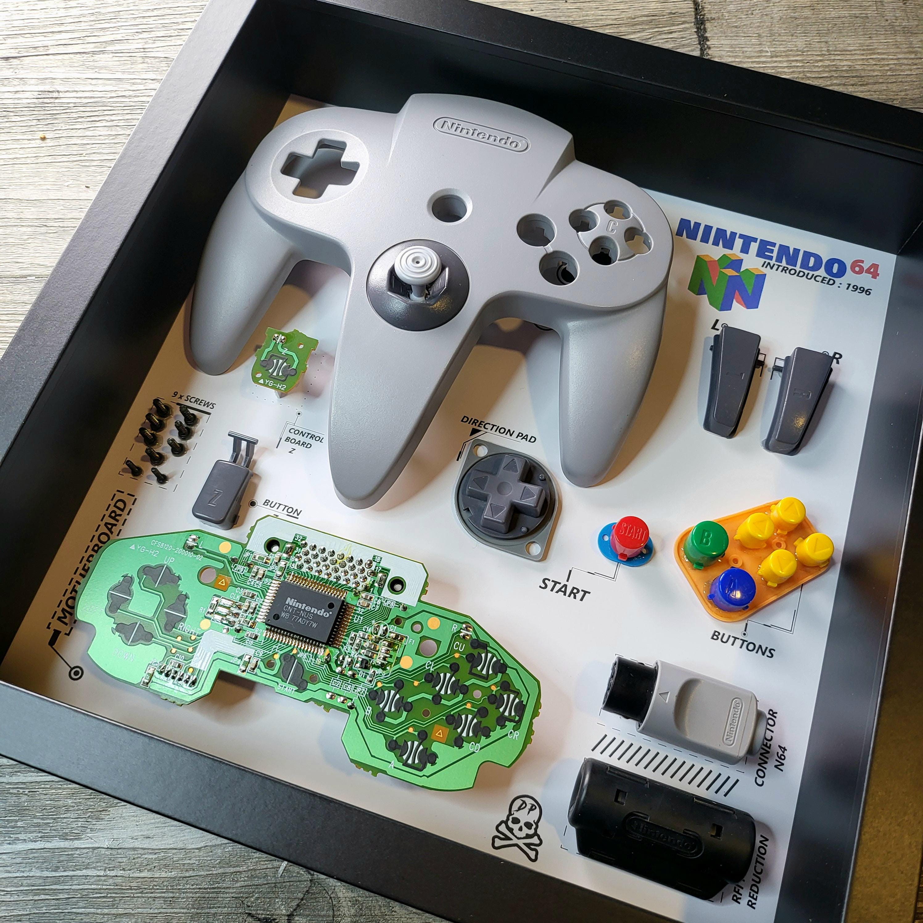N64 Controller Shadowbox Black Frame Wall Decor Game Room Joystick ...