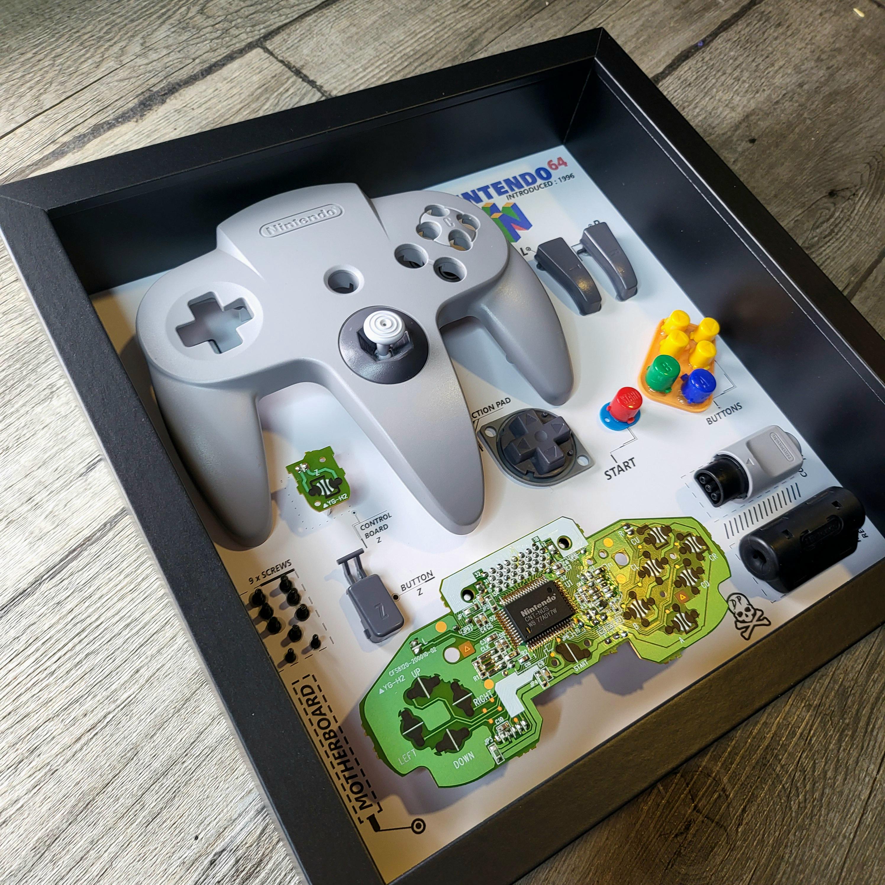 N64 Controller Shadowbox Black Frame Wall Decor Game Room Joystick ...