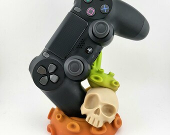 Suporte para controle de ps4 com tentáculo e caveira, sala de jogos laranja e verde