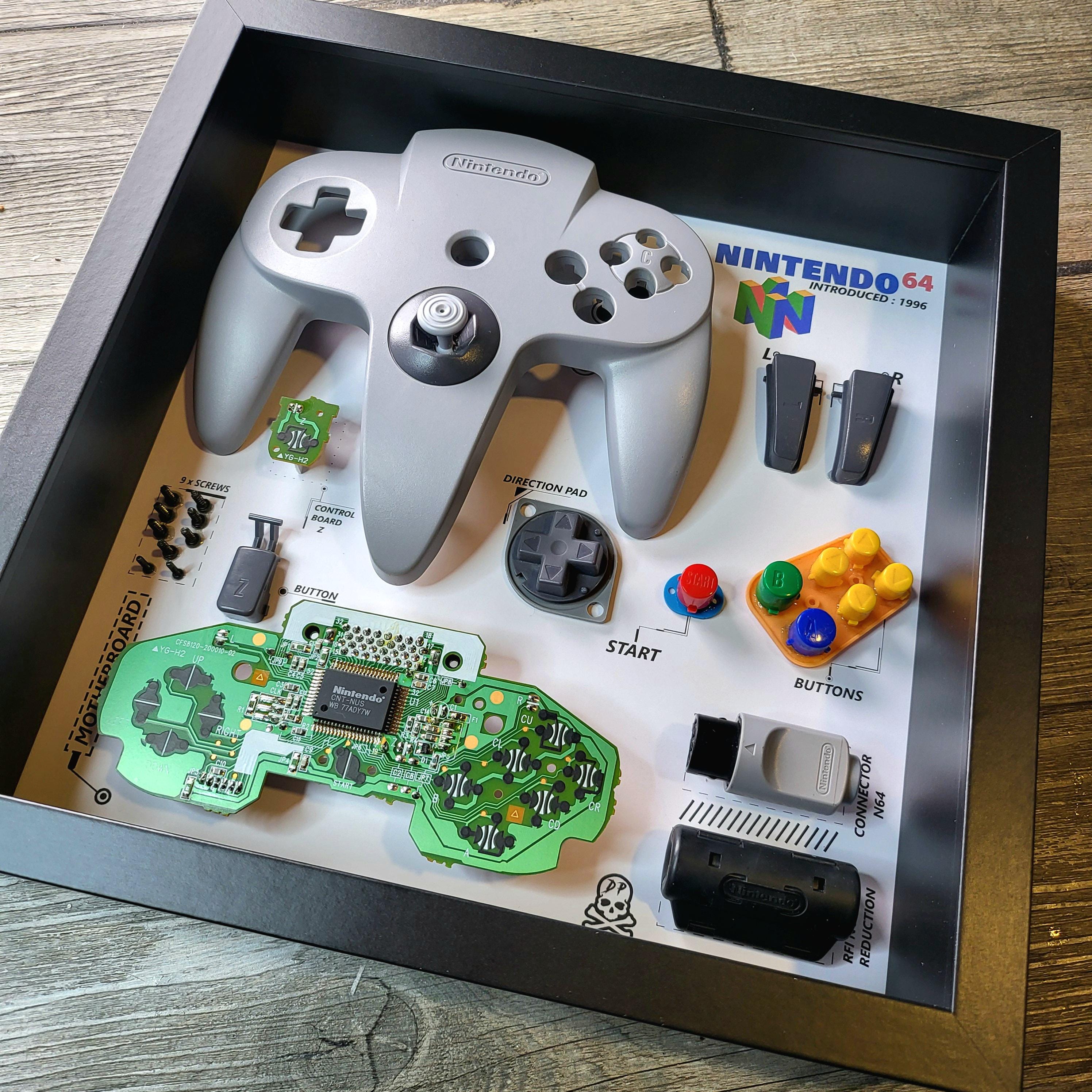 N64 Controller Shadowbox Black Frame Wall Decor Game Room Joystick ...