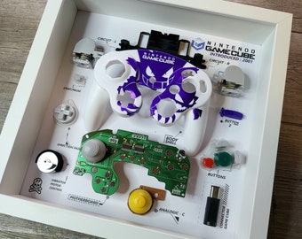 Diorama shadowbox para controle de gamecube roxo edição especial decoração de parede sala de jogos joystick desmontagem decoração presente desmontado
