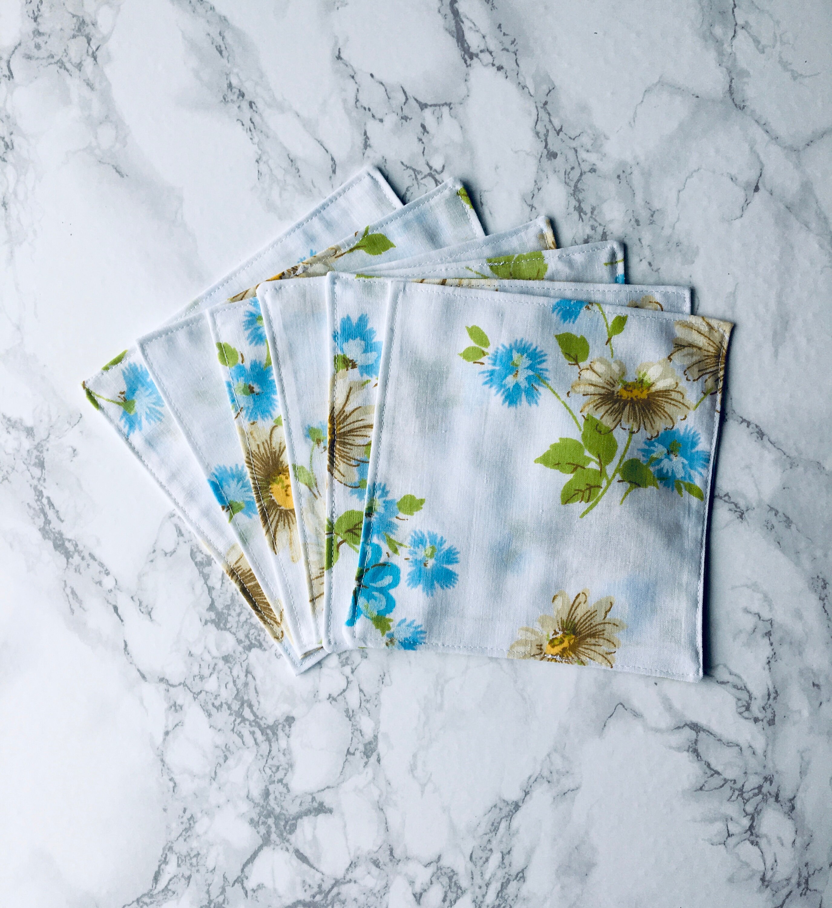 Set of Six Cloth Cocktail Napkins Repurposed Vintage Linen Etsy