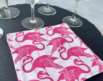 Flamingo Cloth Cocktail Napkins, set of 6