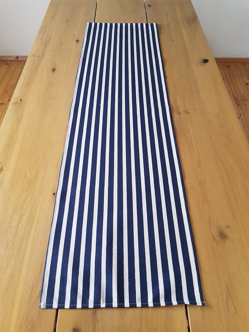 Navy blue and white stripe table runner nautical pure cotton Etsy