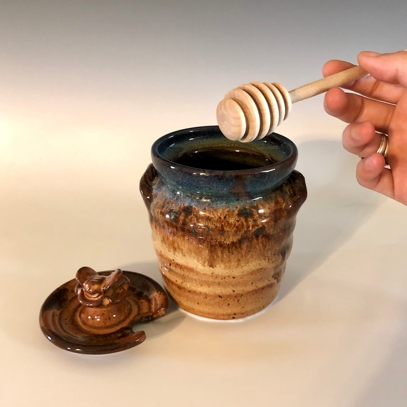 Honey Pot Honey Jar Ceramic Honey Pot Honey Bee Pottery Etsy