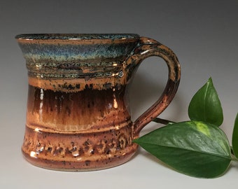 Sunrise and Flowers Mug, Pottery Coffee Mug, Handmade Pottery Mug, Handmade Pottery Tea Mug, Ceramic Tea Mug, Handmade Pottery Coffee Mug