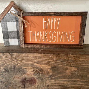 Happy Thanksgiving Farmhouse Orange Fall Sign Decor