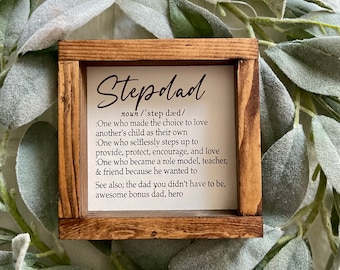 Stepdad Fathers Day Definition Sign - Step Dad Gift - Bonus Dad gift