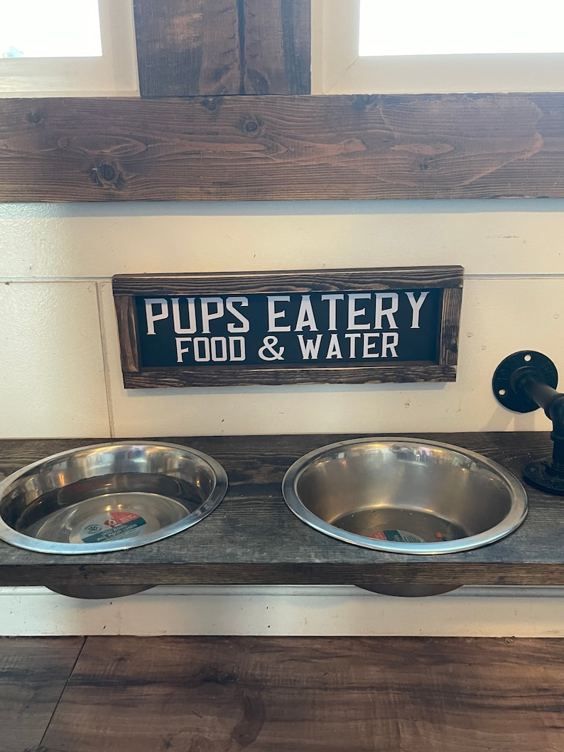 Pups Eatery Food & Water Dog Food Sign Long Pet Food Wall Etsy