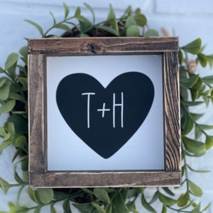 Personalized Initial Heart Farmhouse Valentine Gift Bedroom decor sign - Rustic Wedding Gift - Master Bedroom Decor