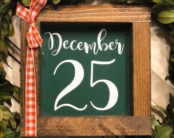 Farmhouse Tiered Tray Decor, December 25 Sign